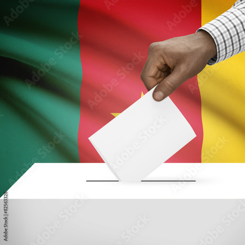 Ballot box with national flag on background series - Cameroon