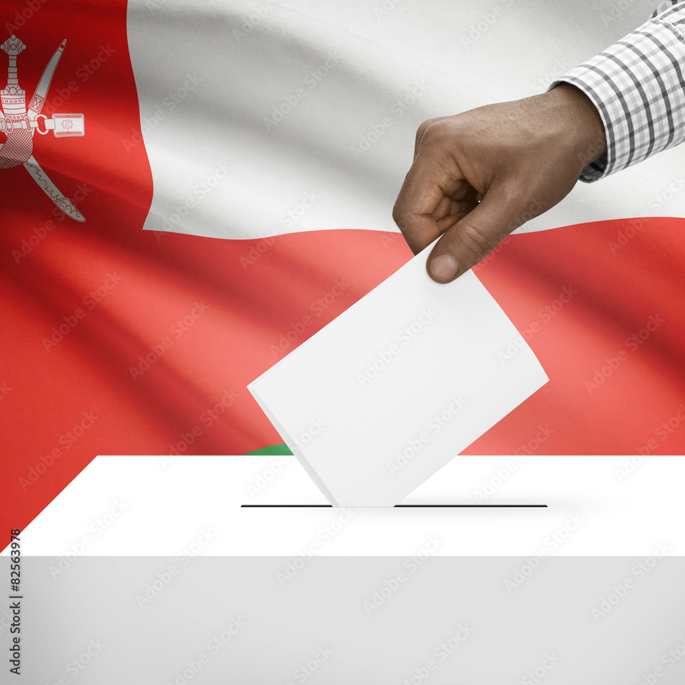 Ballot box with national flag on background series - Oman Ballot box with national flag on background series - Oman