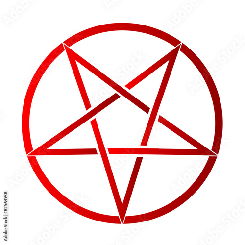 The five pointed pentagram over a white background