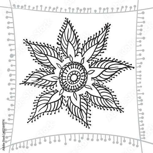 Hand drawing zentangle element with decorative frame