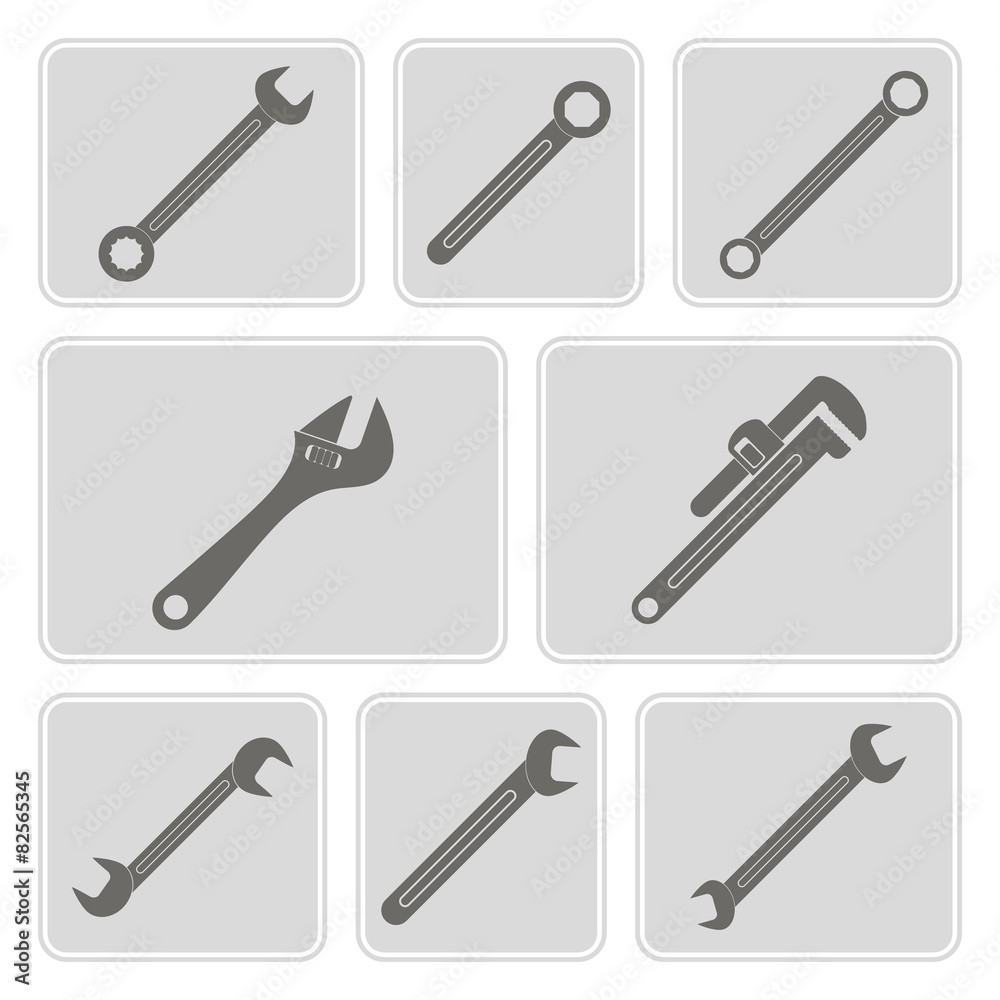 set of monochrome icons with diffrent wrench for your design set of monochrome icons with diffrent wrench for your design