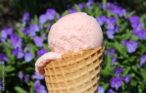 strawberry waffle cone ice cream