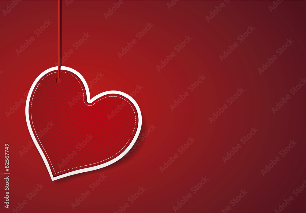 Red heart label, vector illustration Red heart label, vector illustration