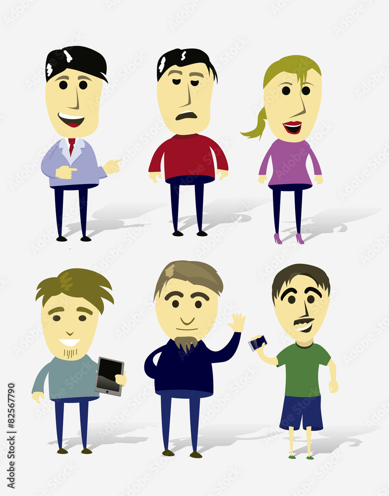 Set of cartoon characters vector illustration Set of cartoon characters vector illustration