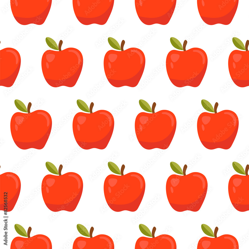 Seamless pattern with red apples