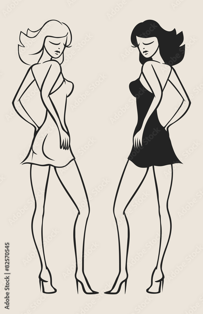 sexy girl monochrome reflection. Yin and yang. 1 sexy girl monochrome reflection. Yin and yang. 1