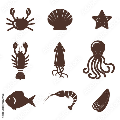 Vector set of seafood icons
