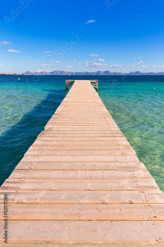 Mallorca Platja de Alcudia beach pier in Majorca