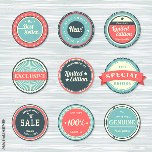 Vintage labels set: new, limited edition, exclusive, sale.