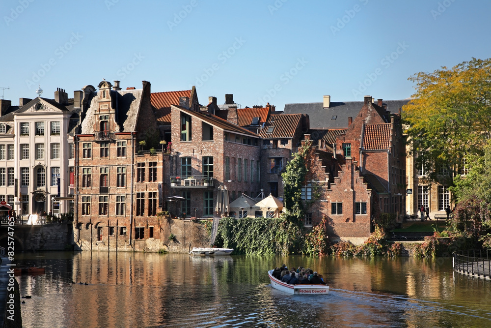 Fototapeta premium Riverside in Ghent. Flanders. Belgium