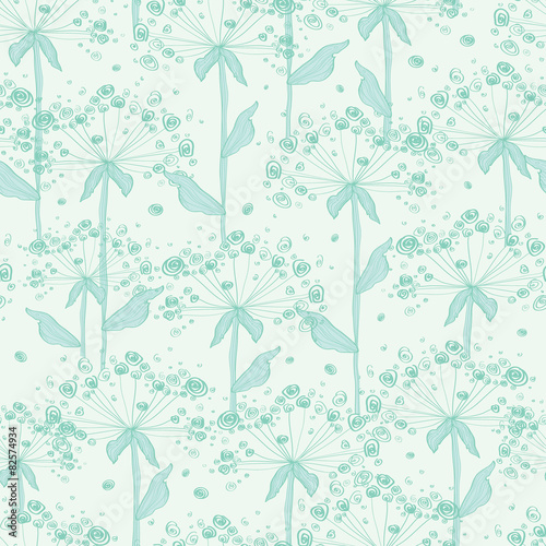 vector summer line art dandelions seamless pattern background