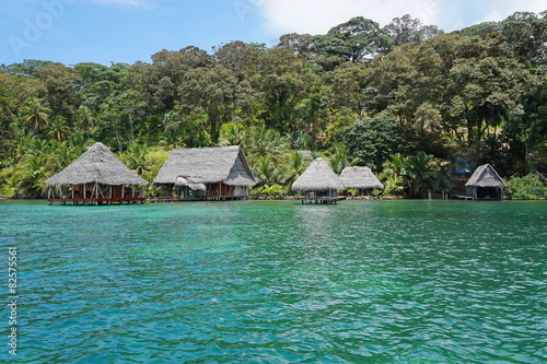 Tropical eco lodge on Caribbean shore of Panama