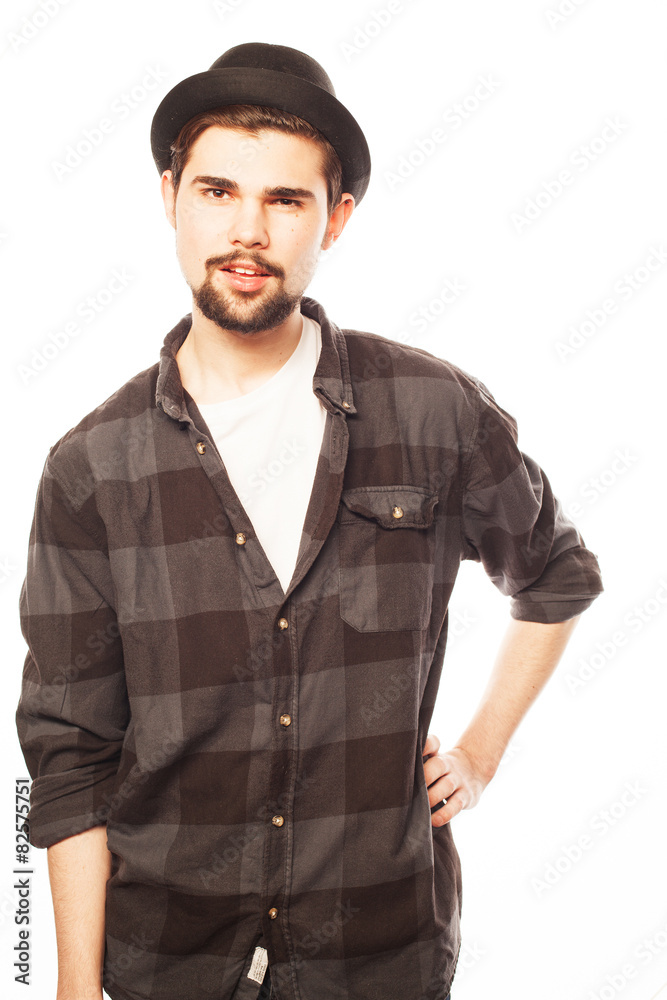 Young man wearing black hat Young man wearing black hat