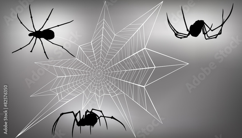Spiders In Different Poses and Webb with gradiant mesh