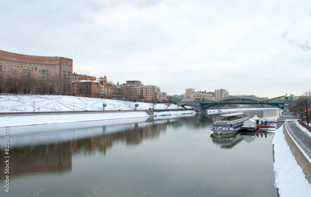 Fototapeta premium Motor ship on the River