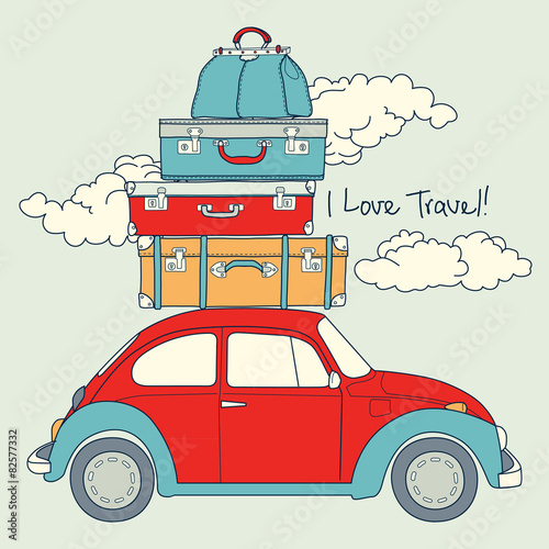 Retro Car Loaded For a Traveling