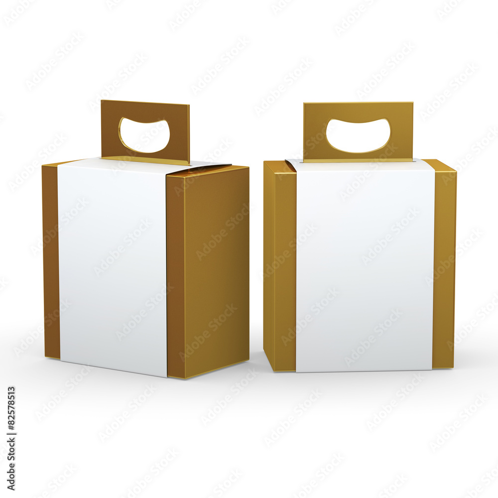 Gold paper box with white wrap and handle packaging,clipping pat Gold paper box with white wrap and handle packaging,clipping pat