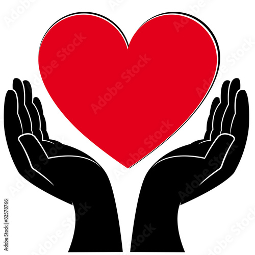 Human hands holding a heart