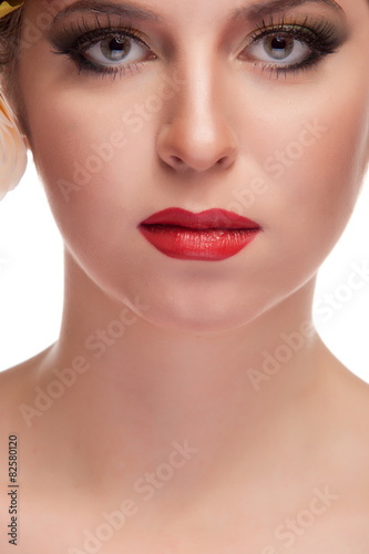 Beauty close up portrait of gorgeous woman