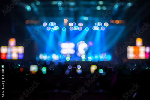 Blurred background : Bokeh lighting in concert with audience ,Mu