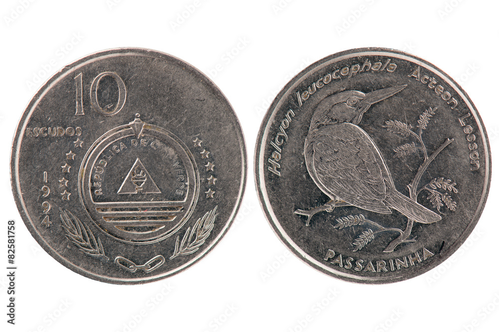 Naklejka premium 10 Escudos Coin from Cape Verde