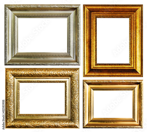 Antique gold frame isolated over white background