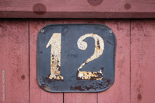 old rustic number sign 12 photo