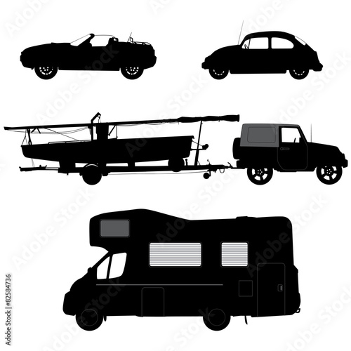 Transportation icons collection - vector silhouettes