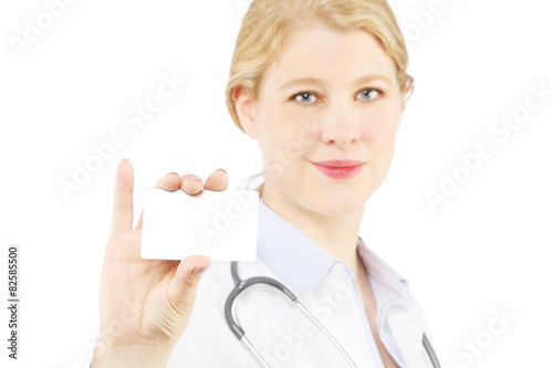 Beautiful blond female doctor photo