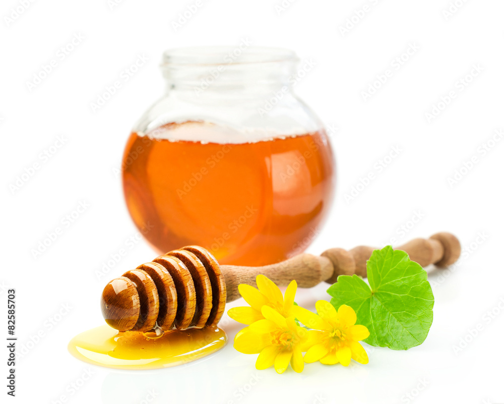 Honey in a glass jar Honey in a glass jar