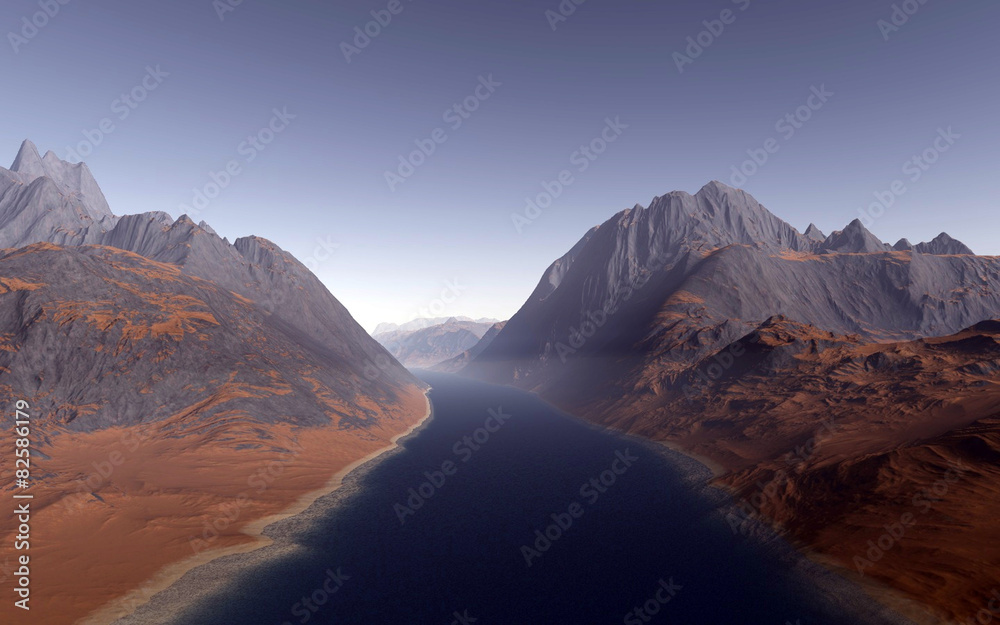 Fototapeta premium Alien landscape, fantastic planet