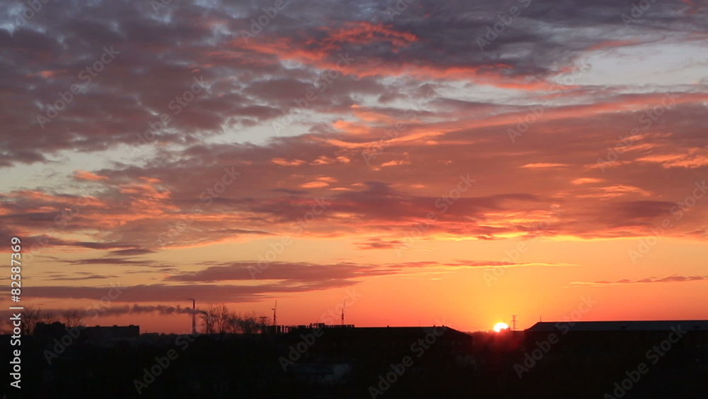 Beautiful sunrise over the city. Time Lapse Beautiful sunrise over the city. Time Lapse