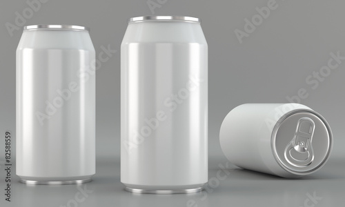 White beverage can mockups on bright background