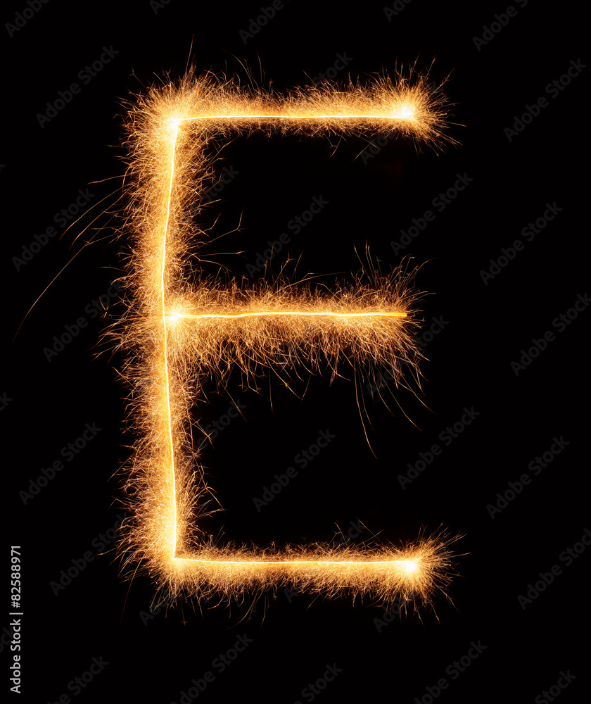 E letter drawn with bengali sparkles E letter drawn with bengali sparkles