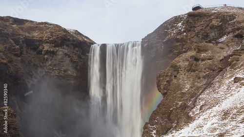 4K Time lapse Skogafoss waterfall visitor platform
