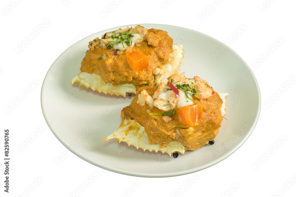 streamed crab curry in the carapace streamed crab curry in the carapace