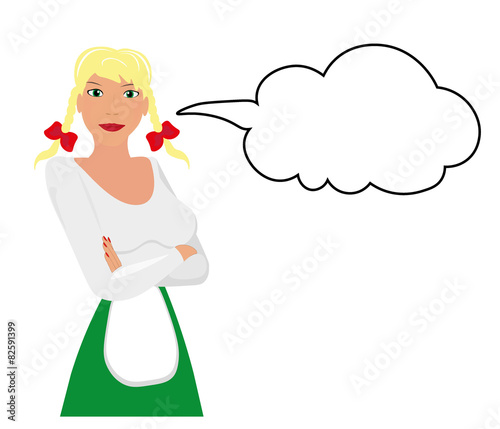 Pigtails girl with message bubble