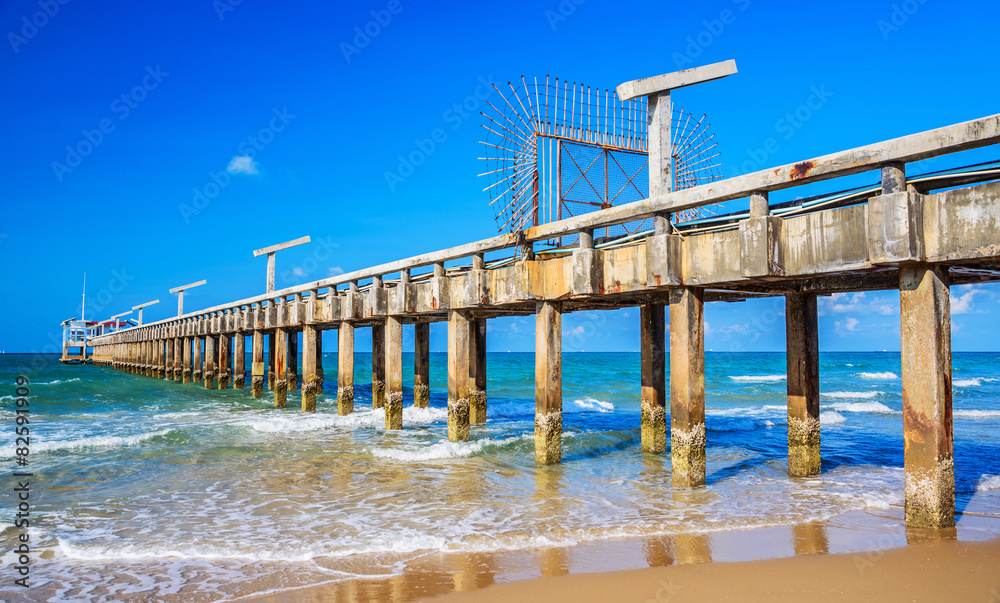 Old cement broken pier at the sea. Old cement broken pier at the sea.