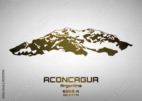 Outline vector illustration of bronze Mt. Aconcagua