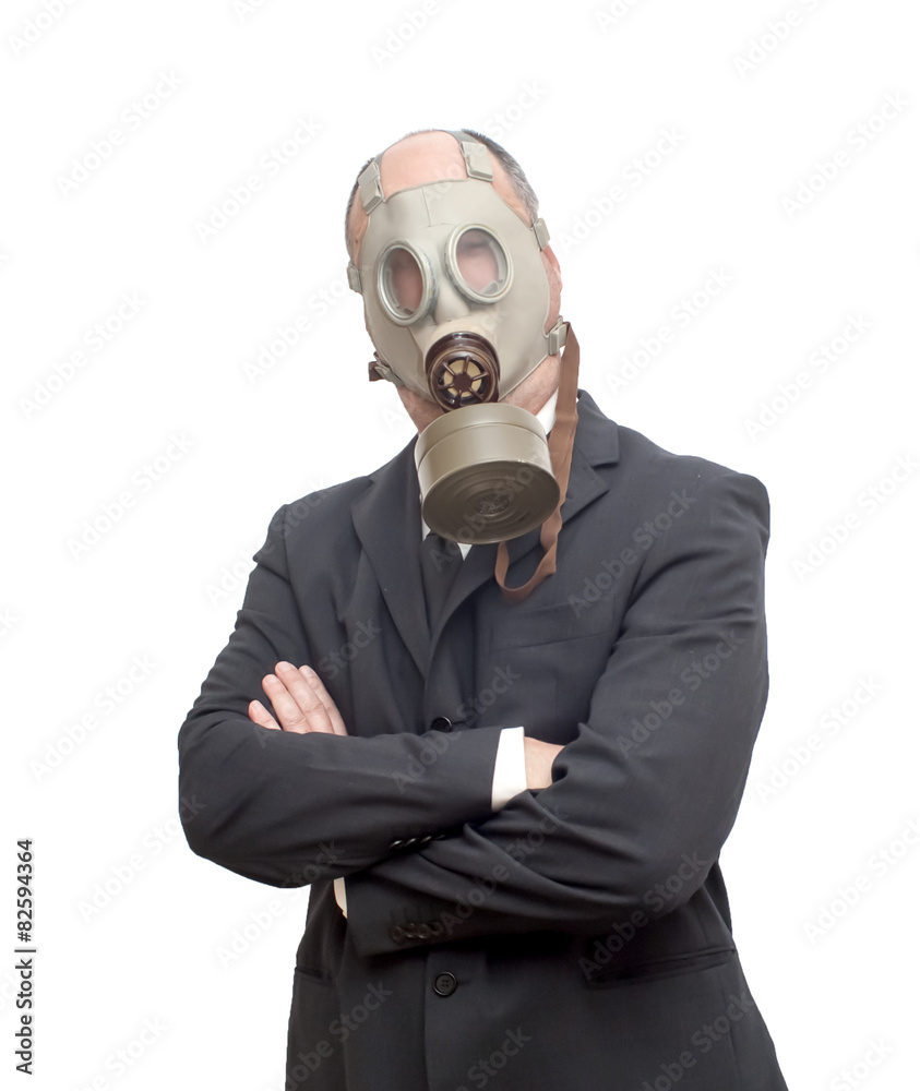 Businessman with gas mask Businessman with gas mask