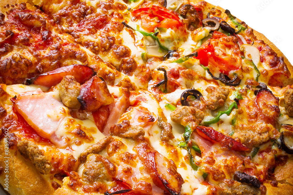 ミックスピザ The background where a mixture pizza is white ミックスピザ The background where a mixture pizza is white