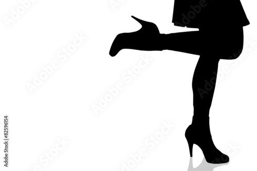 Vector silhouette of female feet.
