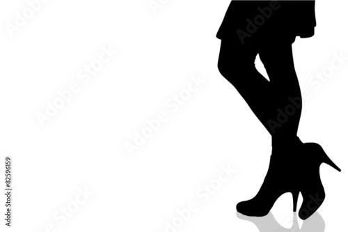 Vector silhouette of female feet.