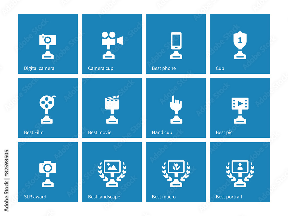 Awards icons on blue background. Awards icons on blue background.