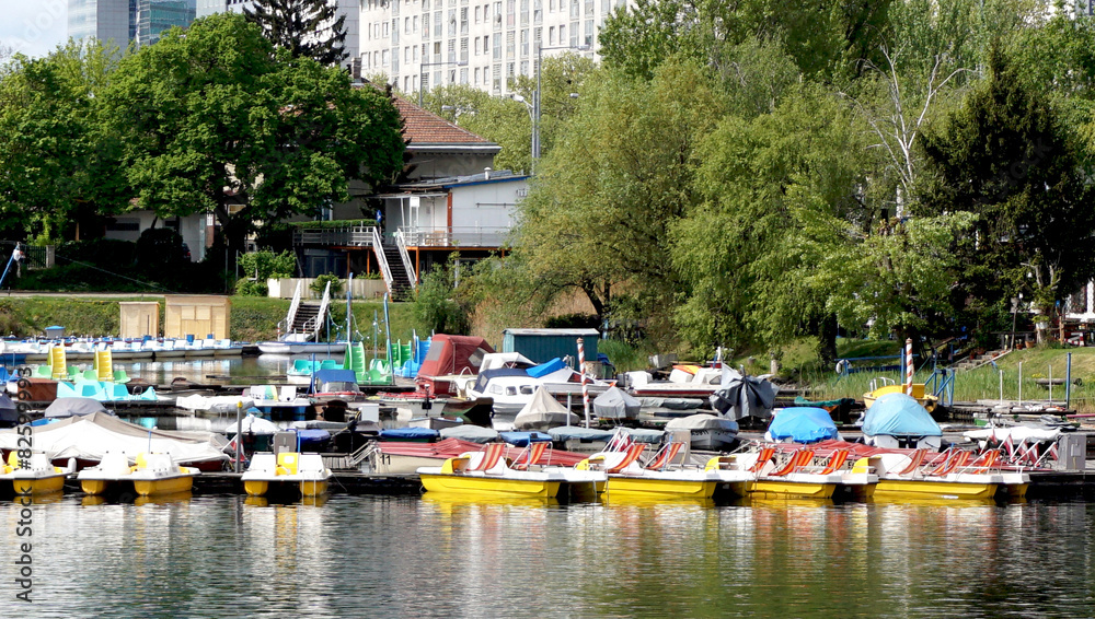 Boats in Danube River Landscape