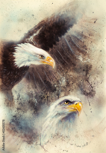 Murais de parede beautiful painting of two eagles on an abstract background Symbo