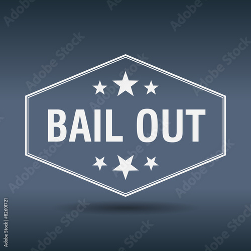 bail out hexagonal white vintage retro style label