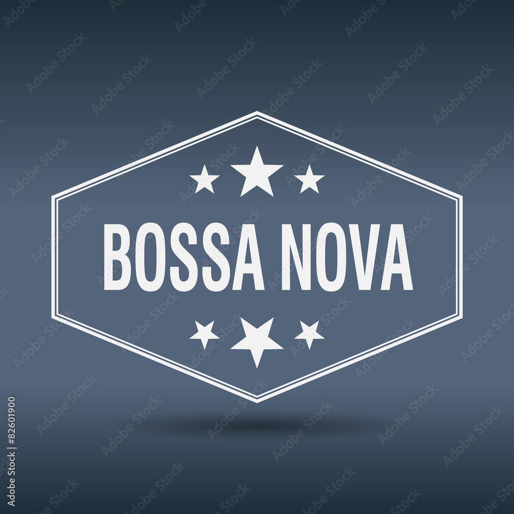 bossa nova hexagonal white vintage retro style label