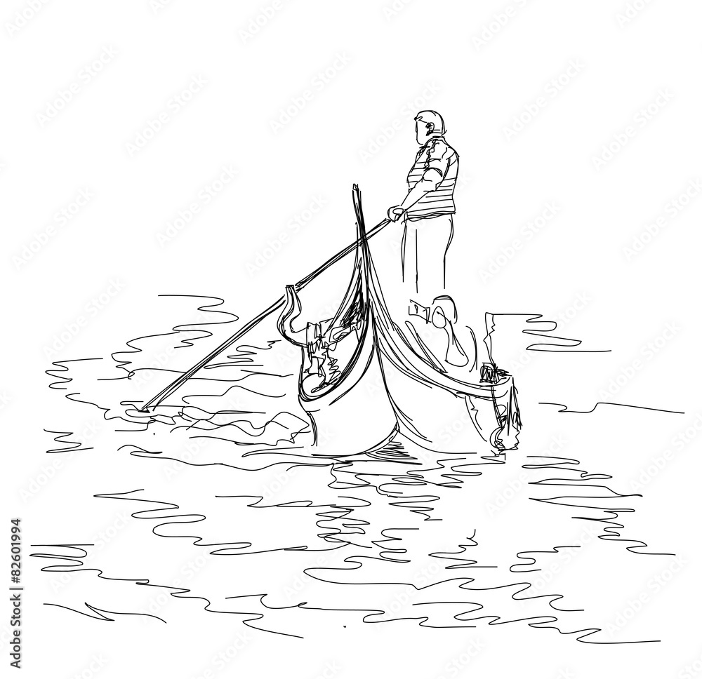 Naklejka premium Venice. Italy. The gondolier floats on a gondola with tourists