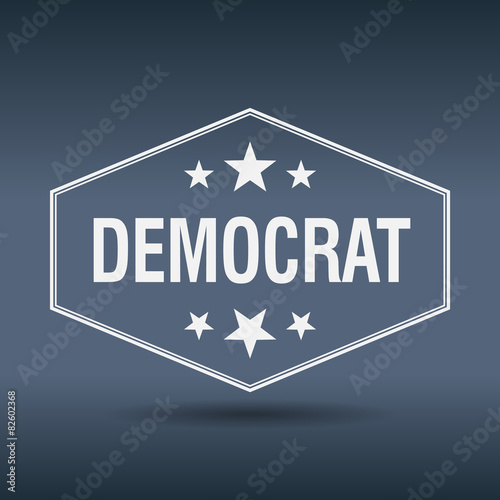 democrat hexagonal white vintage retro style label